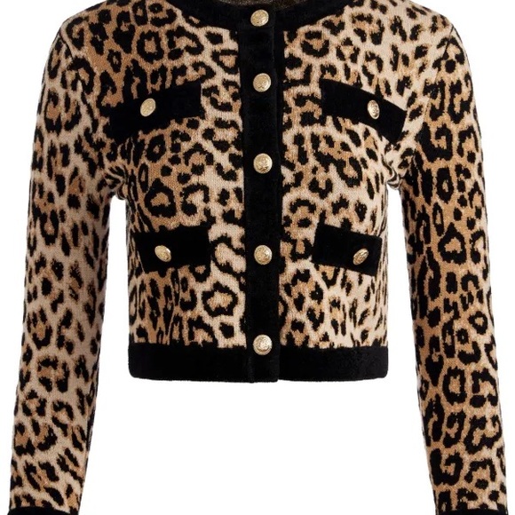 Alice Olivia Claira Leopard Print Cardigan 465 NEW Without tag - Picture 5 of 5
